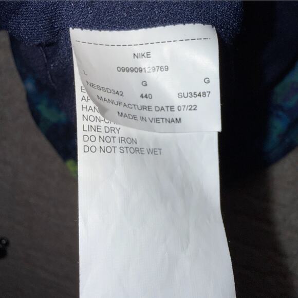 Nike One Piece Swimsuit Women’s Large Blue Green Abstract Print Athletic NWOT - Picture 4 of 8